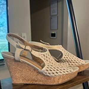 Fergalicious Cream Woven Wedges